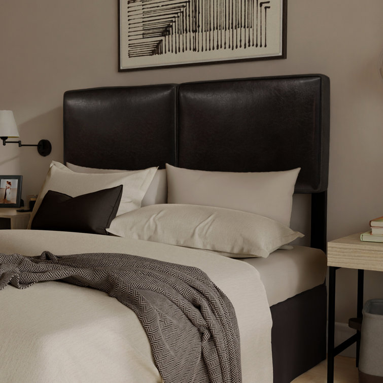 Alexander Black Leather Upholstered Adjustable Headboard