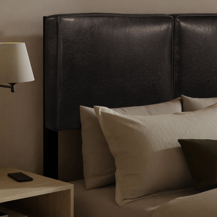 Alexander Black Leather Upholstered Adjustable Headboard