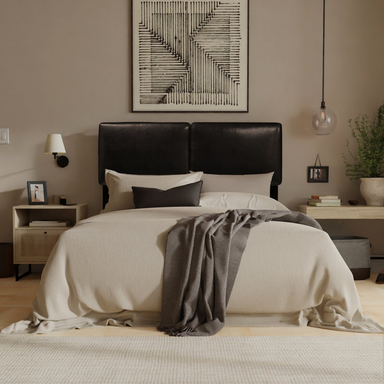 Alexander Black Leather Upholstered Adjustable Headboard
