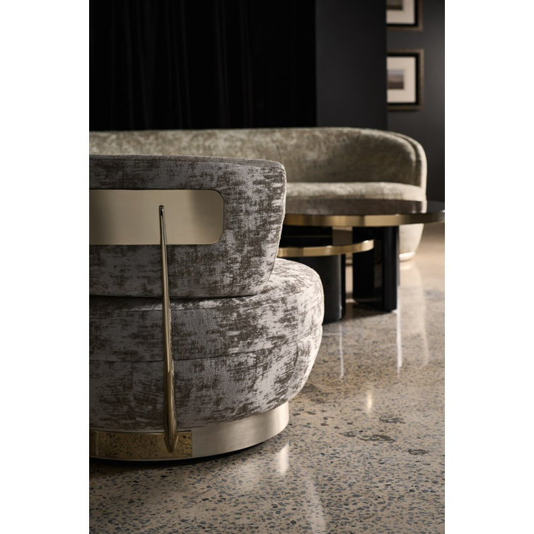 Round Black and Gold Wood Glass Cocktail Table