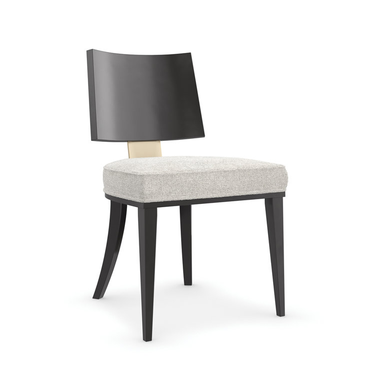 Cream Upholstered Side Chair with Black Wood Frame