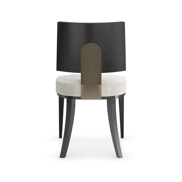 Cream Upholstered Side Chair with Black Wood Frame