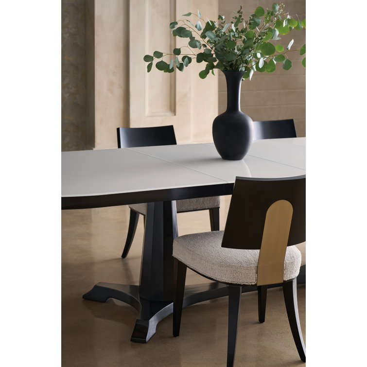Cream Upholstered Side Chair with Black Wood Frame