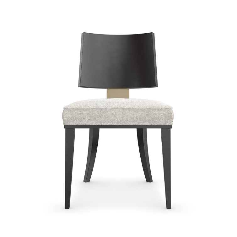 Cream Upholstered Side Chair with Black Wood Frame