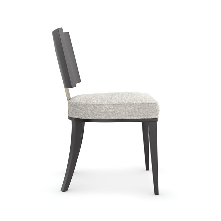 Cream Upholstered Side Chair with Black Wood Frame