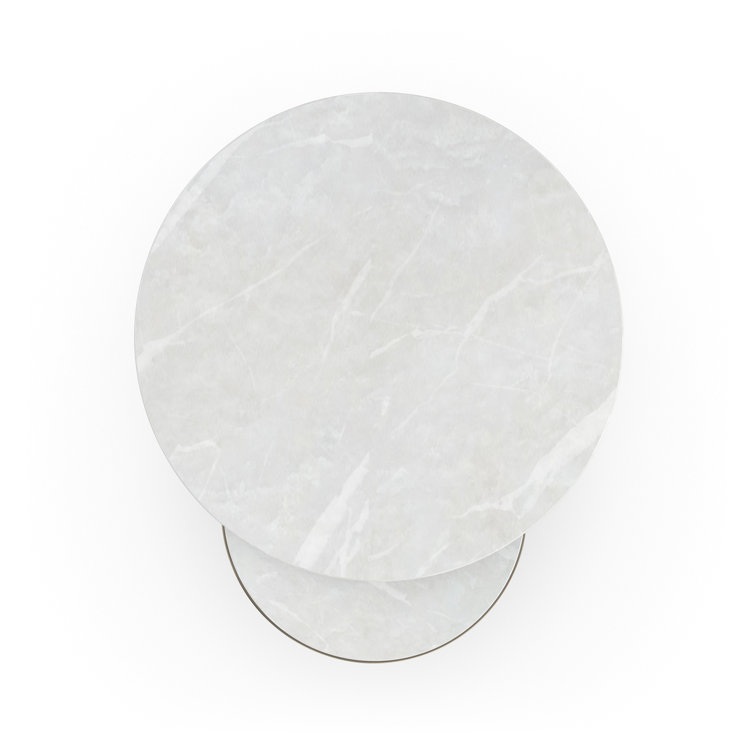 White Rhino Marble and Gold Metal Round Nesting Accent Table Set