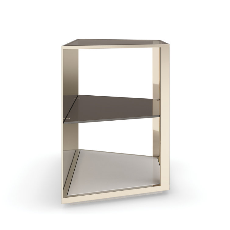 Gold and Glass Contemporary Free Form End Table