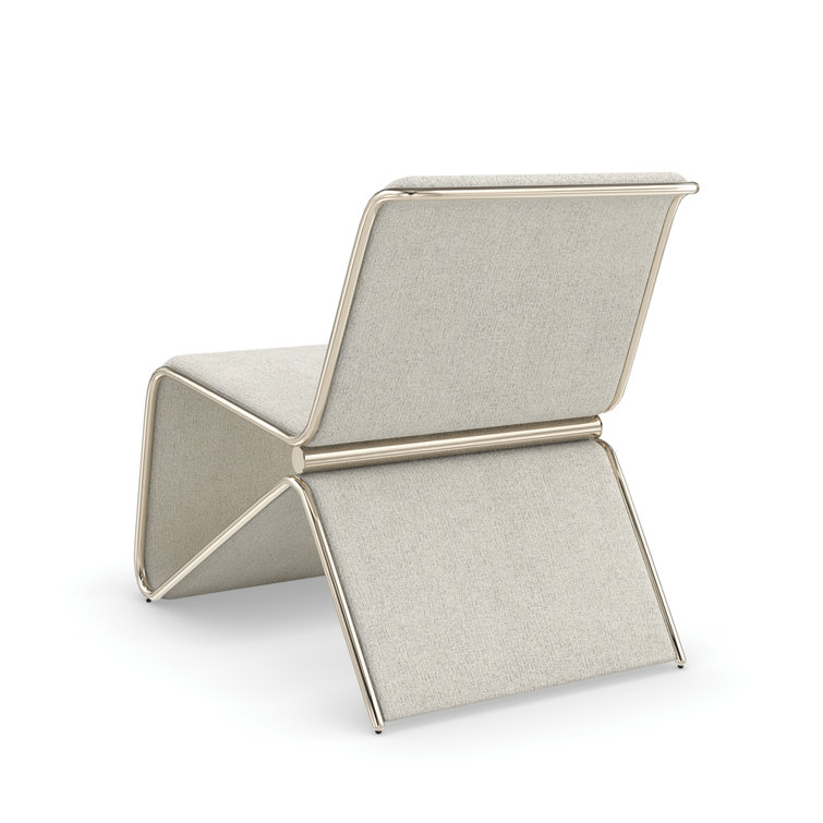 Beige Metal Contemporary Accent Chair with Tubular Frame