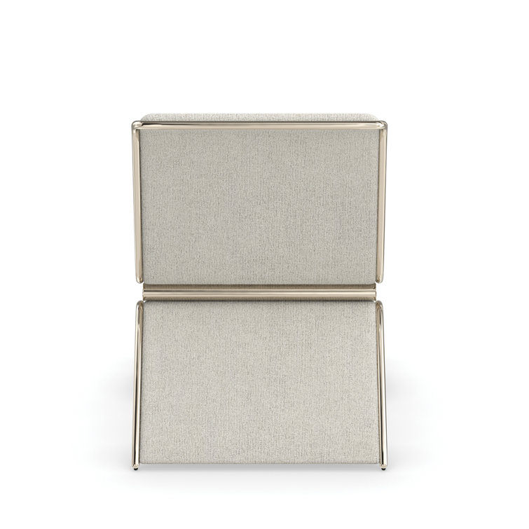 Beige Metal Contemporary Accent Chair with Tubular Frame