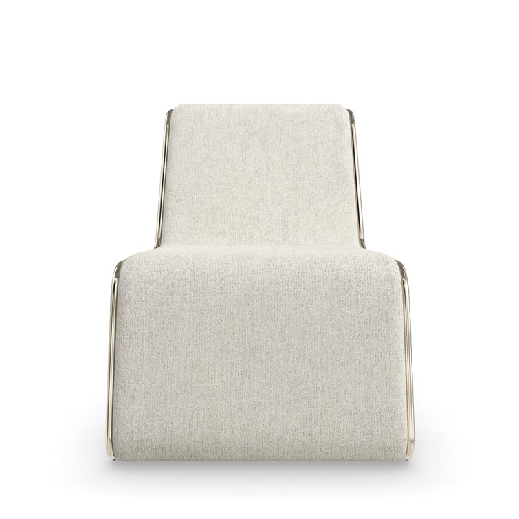 Beige Metal Contemporary Accent Chair with Tubular Frame