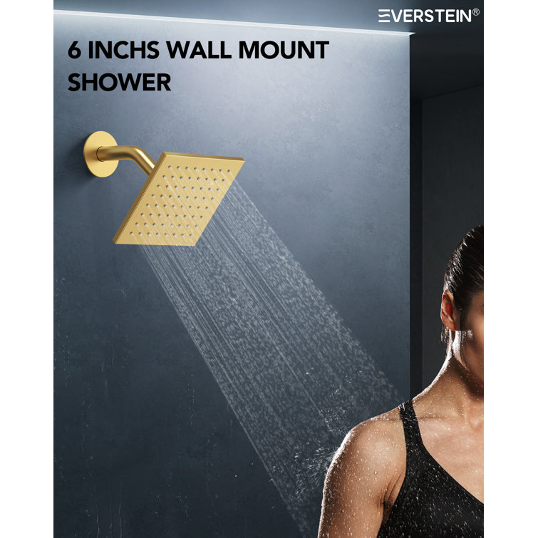 Brushed Gold Stainless Steel Multi-Head Shower System with Bluetooth Speaker