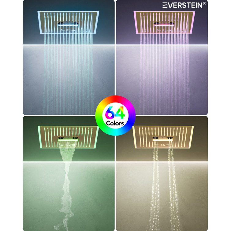 Brushed Gold Stainless Steel Multi-Head Shower System with Bluetooth Speaker