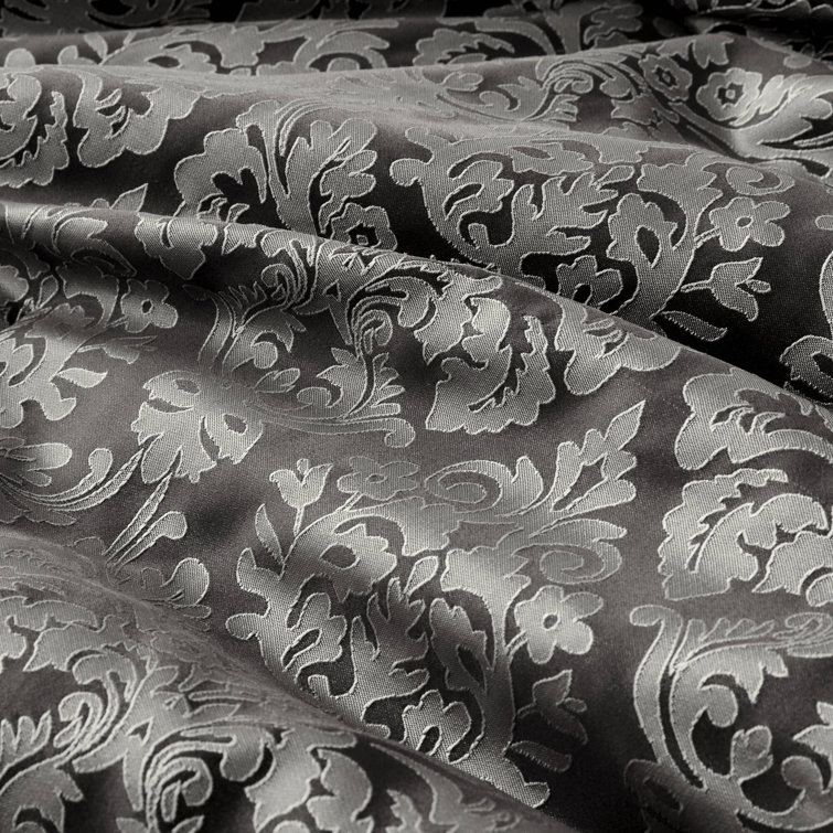 King Black Microfiber Jacquard Comforter Set with Throw Pillows