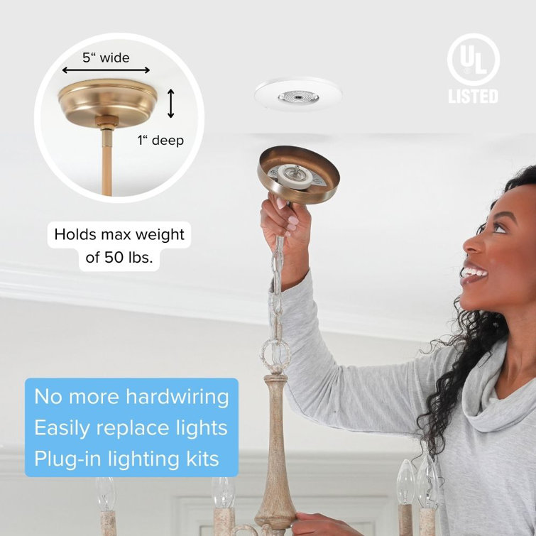 Brushed Nickel Plug & Play Lighting Base with LED Compatibility