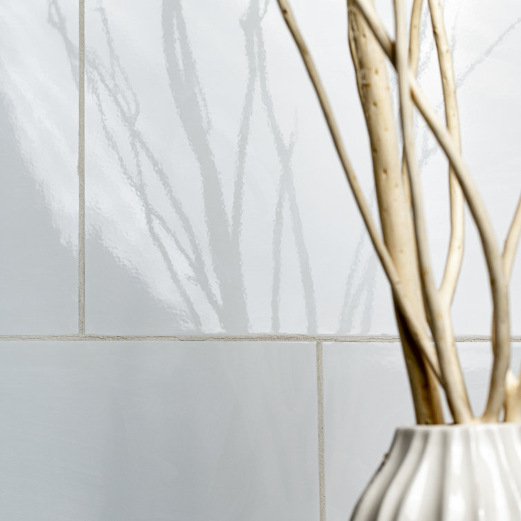 Dymo White Glossy 12" x 24" Ceramic Wall Tile