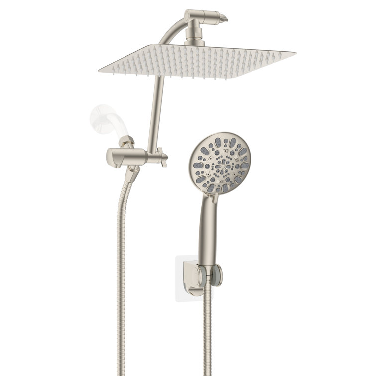 Brushed Nickel Dual Rainfall and Handheld Shower Head Combo