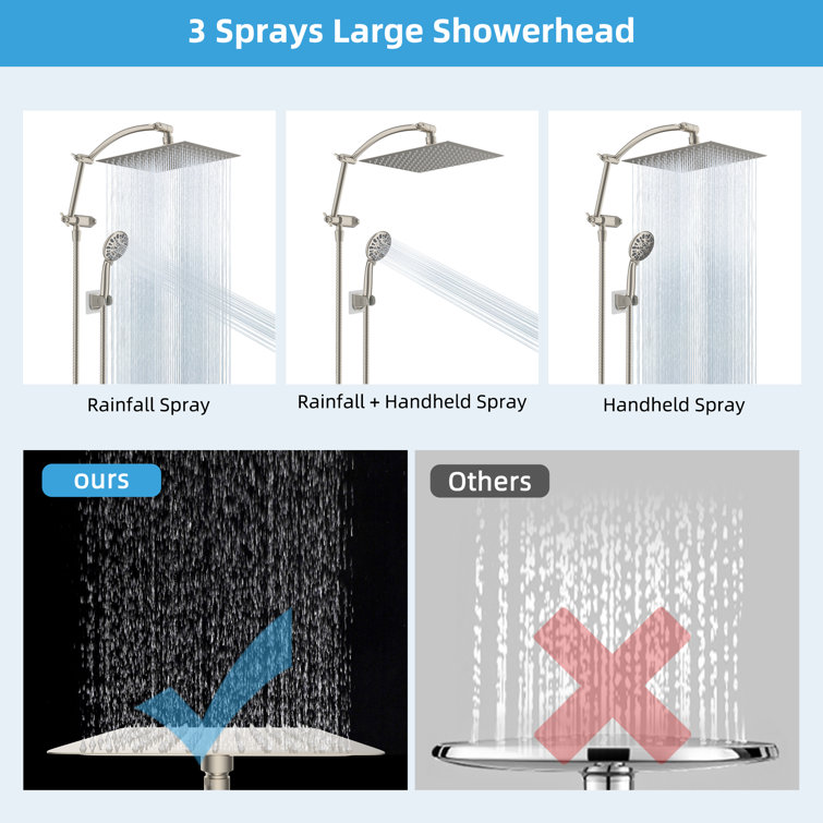 Brushed Nickel Dual Rainfall and Handheld Shower Head Combo