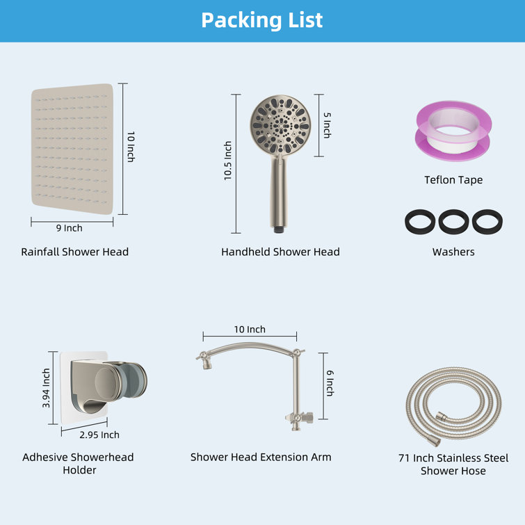 Brushed Nickel Dual Rainfall and Handheld Shower Head Combo