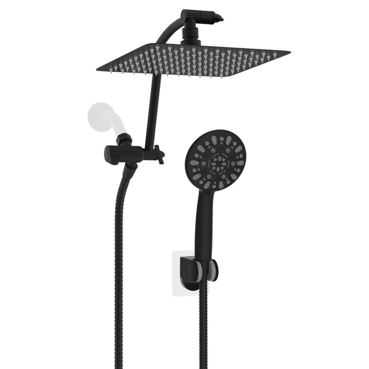 Matte Black 10" Rainfall Shower Head Combo with Handheld