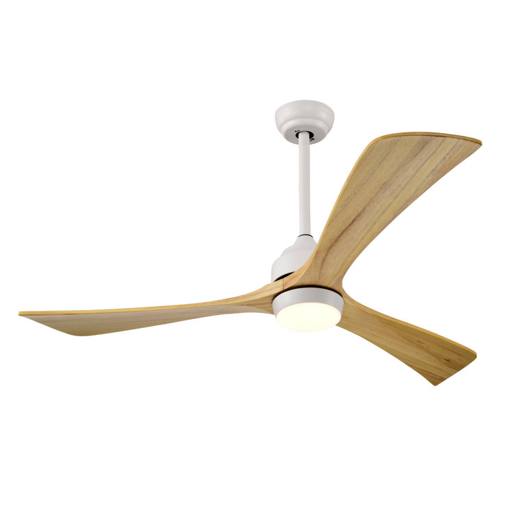 Aura 52" White and Light Oak Ceiling Fan with LED Light and Remote