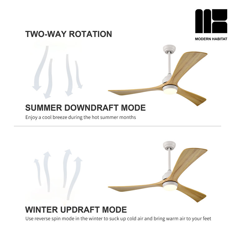 Aura 52" White and Light Oak Ceiling Fan with LED Light and Remote