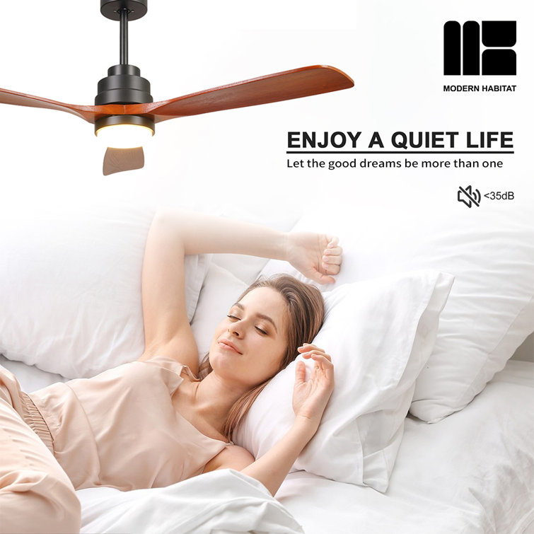 AuraVista 52-Inch Black and Medium Red Oak Ceiling Fan with LED Light and Remote