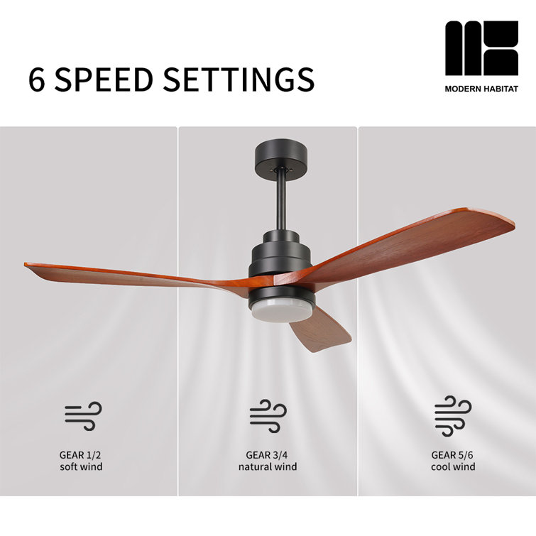 AuraVista 52-Inch Black and Medium Red Oak Ceiling Fan with LED Light and Remote
