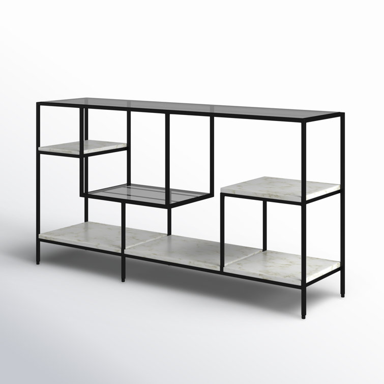 Arjune Black/Brown/White 54'' Iron Geometric Bookcase