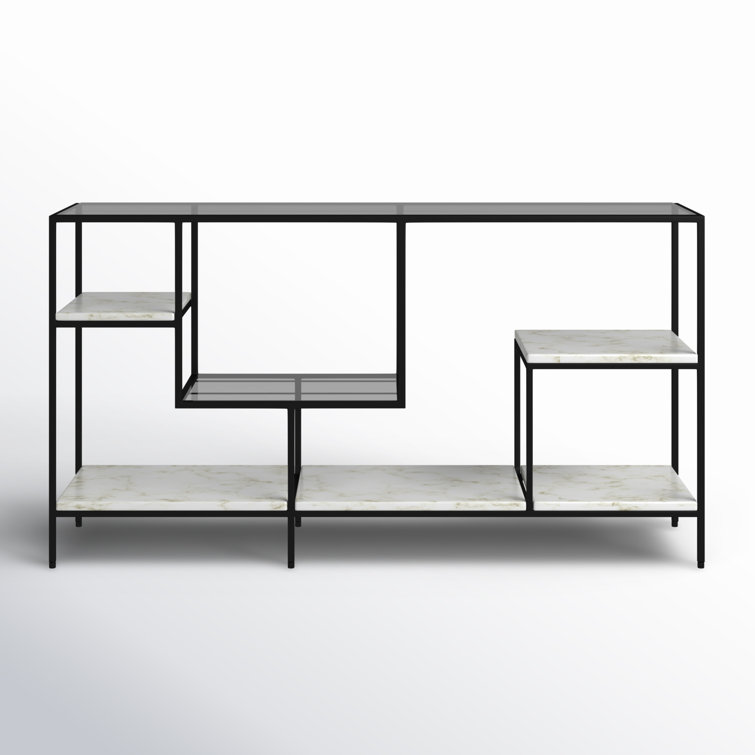 Arjune Black/Brown/White 54'' Iron Geometric Bookcase