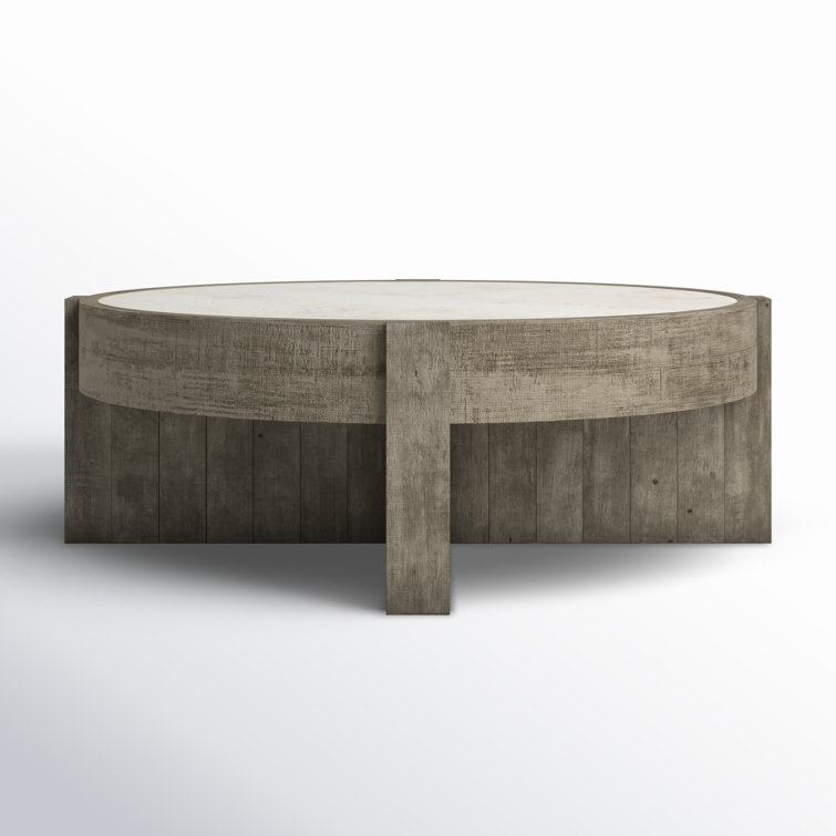 Sonoma 52" Round Reclaimed Pine Coffee Table with Concrete Laminate Top