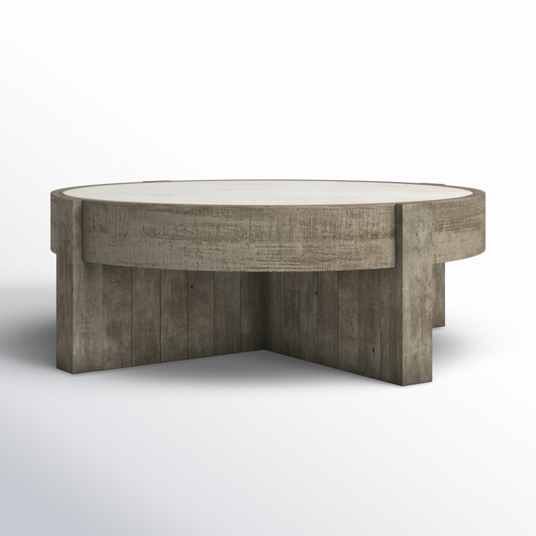 Sonoma 52" Round Reclaimed Pine Coffee Table with Concrete Laminate Top