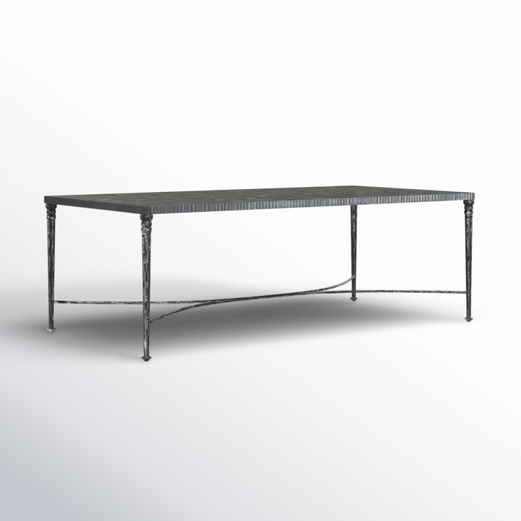 Large Black Slate and Metal Coffee Table