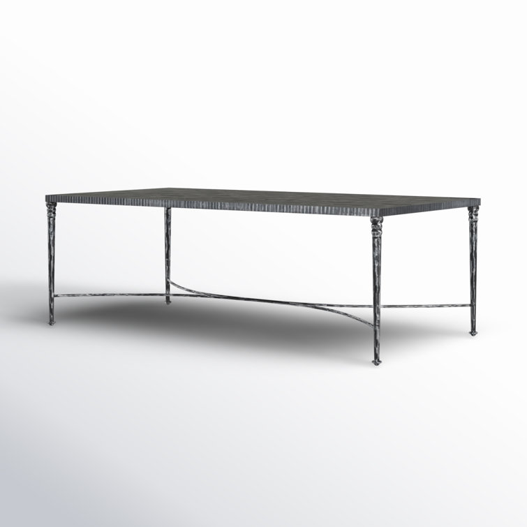 Large Black Slate and Metal Coffee Table