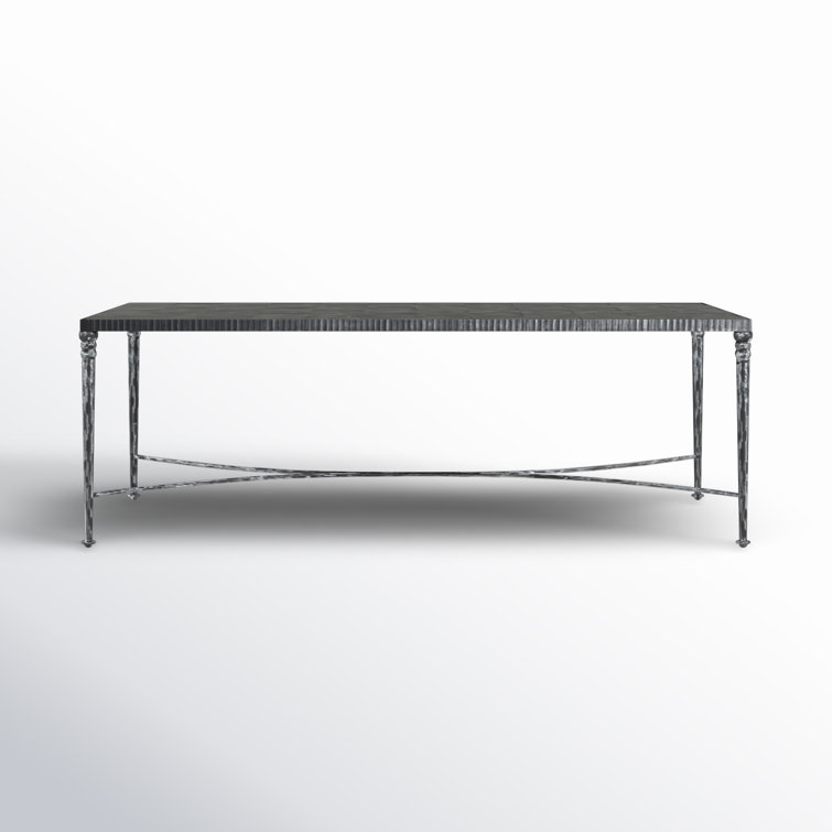 Large Black Slate and Metal Coffee Table