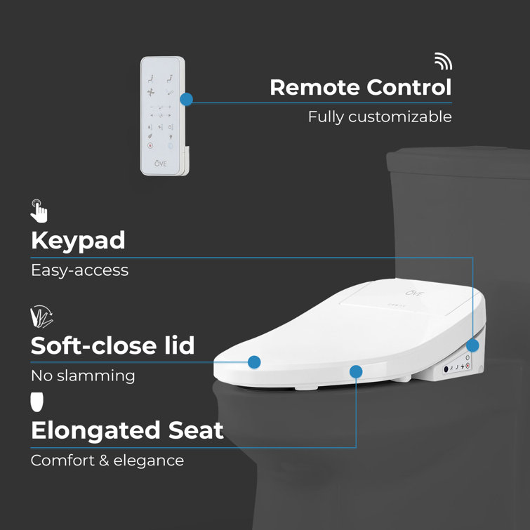 Calero White Electric Bidet Elongated Toilet Seat