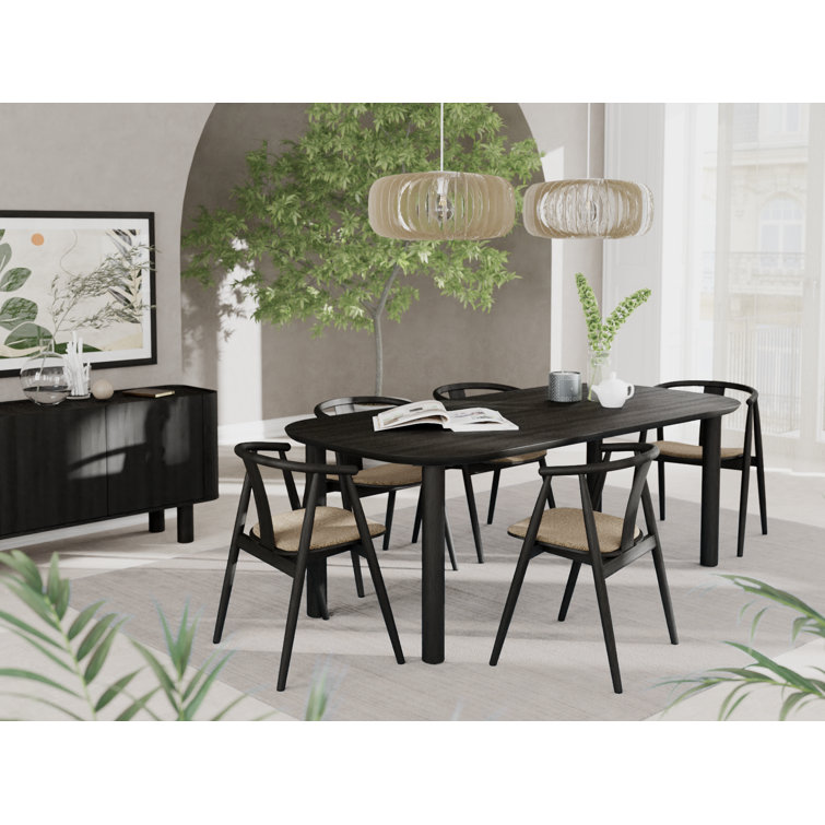 Black Rectangular Solid and MDF Wood Dining Table