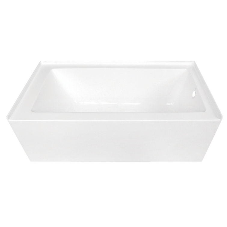 White Acrylic 60-Inch Alcove Soaking Bathtub with Right Hand Drain