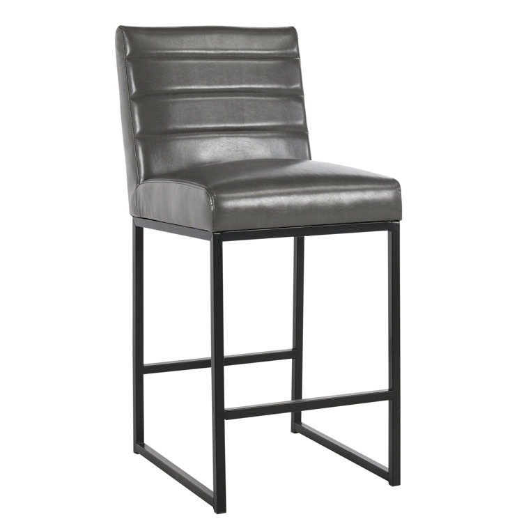 Seville Dark Gray Metal and Leather Counter Stool