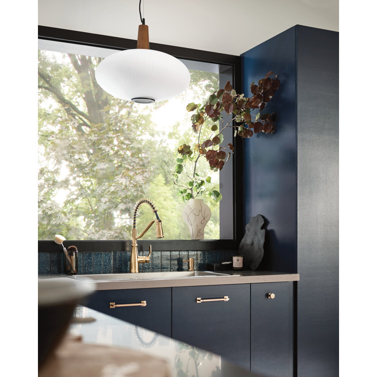 Bronzed Gold High Arc Pull-Down Kitchen Faucet with Soap Dispenser