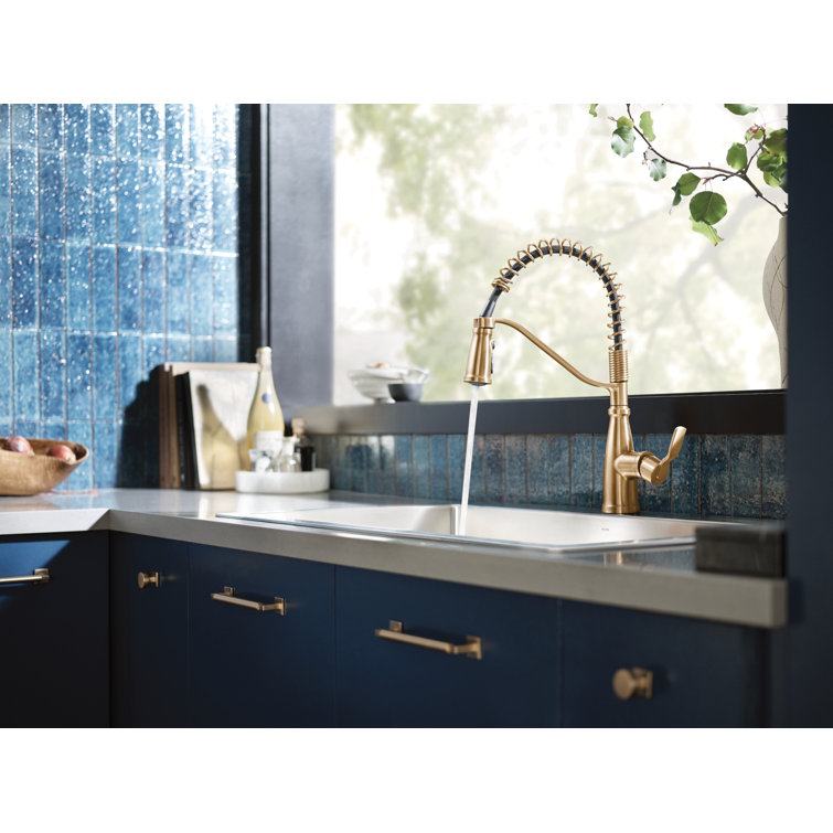 Bronzed Gold High Arc Pull-Down Kitchen Faucet with Soap Dispenser