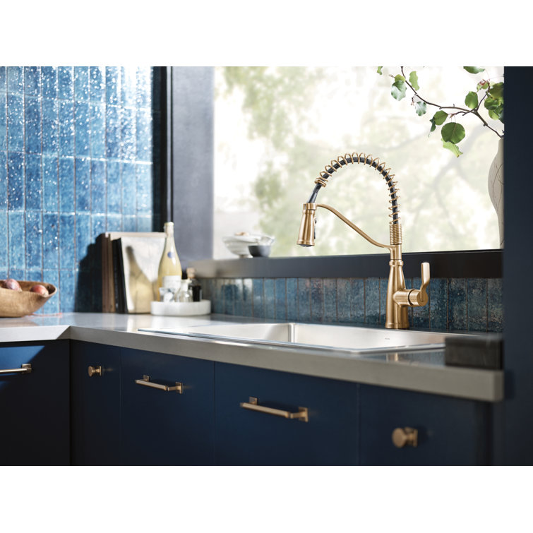 Bronzed Gold High Arc Pull-Down Kitchen Faucet with Soap Dispenser