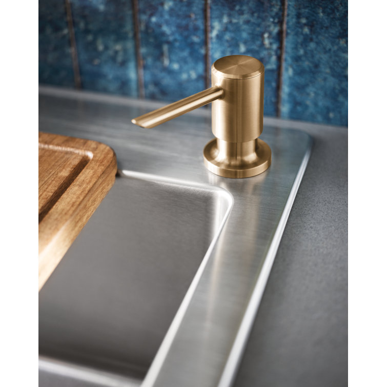 Bronzed Gold High Arc Pull-Down Kitchen Faucet with Soap Dispenser