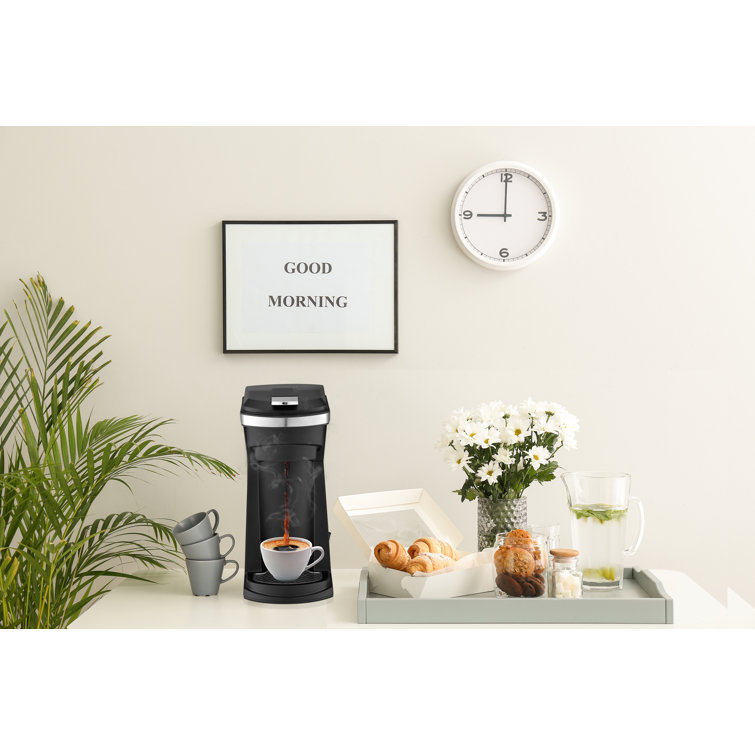 Black Single Serve Coffee Maker with Removable Drip Tray
