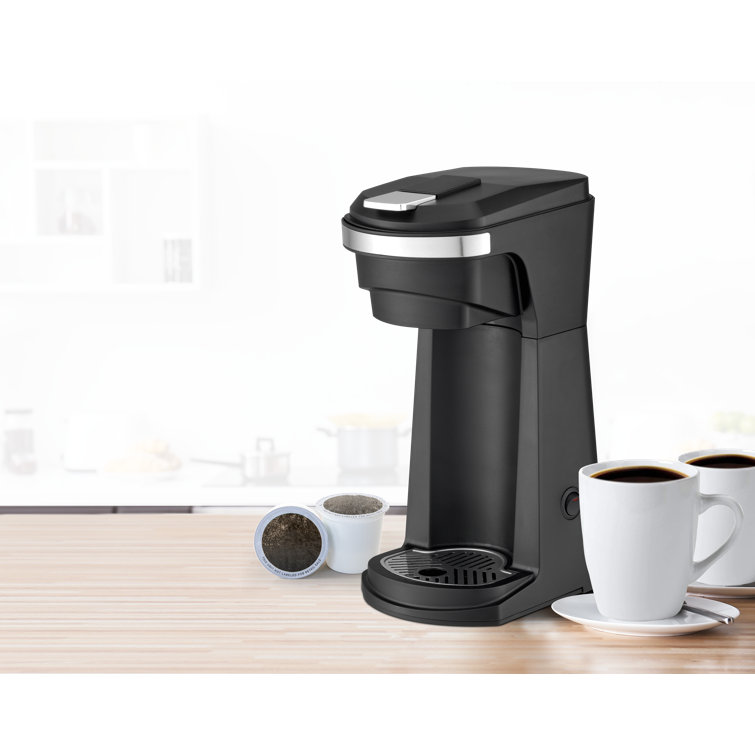 Black Single Serve Coffee Maker with Removable Drip Tray