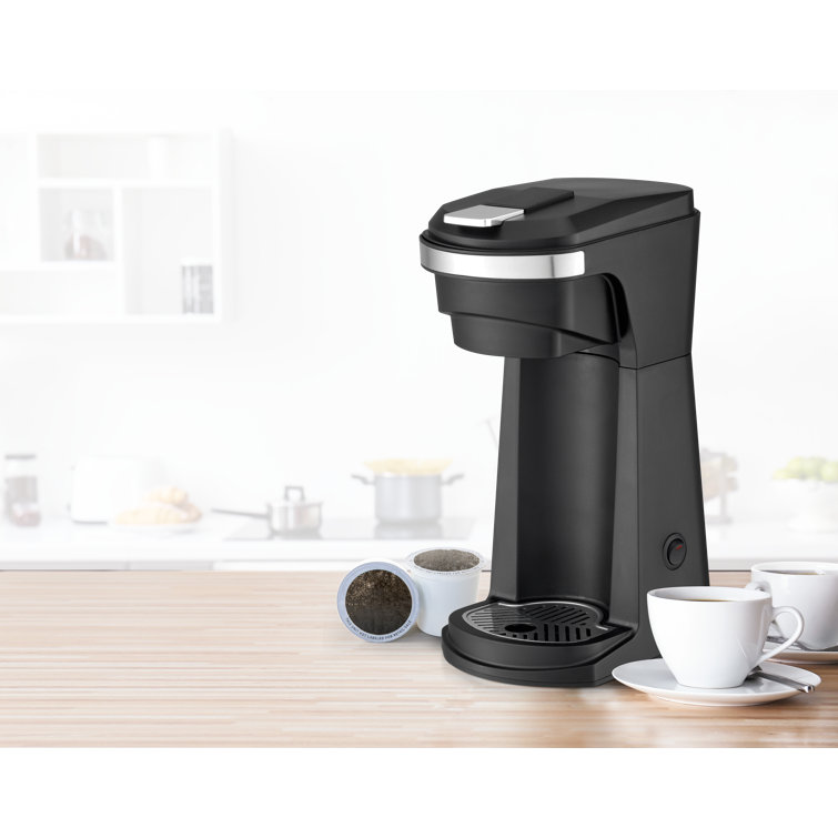 Black Single Serve Coffee Maker with Removable Drip Tray