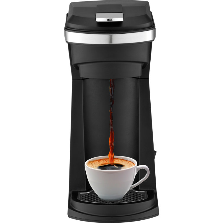 Black Single Serve Coffee Maker with Removable Drip Tray