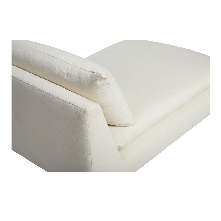 Cream Upholstered Lounge Chair with Pillow Back and Plywood Frame