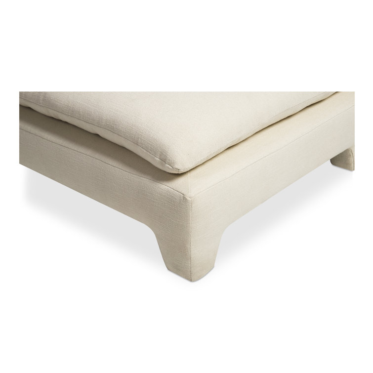 Cream Upholstered Lounge Chair with Pillow Back and Plywood Frame
