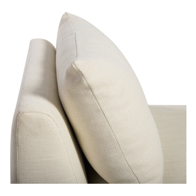 Cream Upholstered Lounge Chair with Pillow Back and Plywood Frame