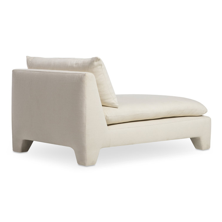 Cream Upholstered Lounge Chair with Pillow Back and Plywood Frame